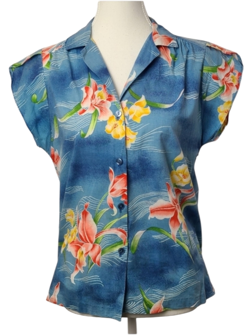 Hilo Hattie Tropical Hawaiian Button Down Shirt Women’s Short Sleeve Floral